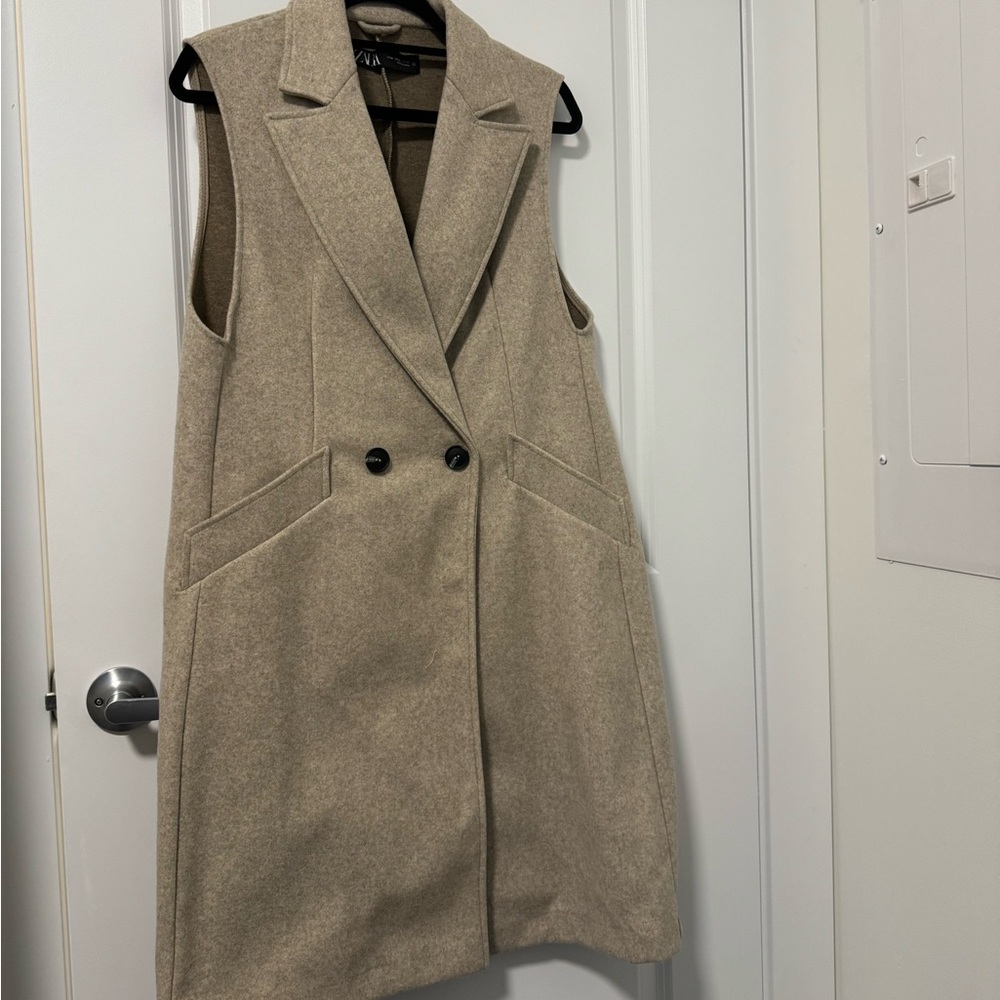 Zara - Long Vest - Beige